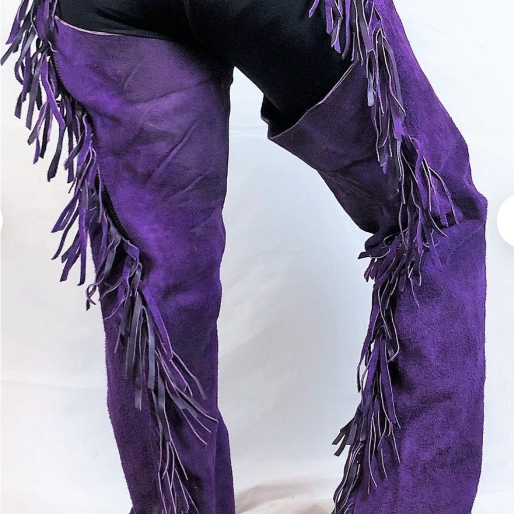 Purple Fringe Women's Suede Western Chaps